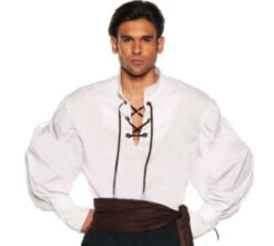 White Laced Front Costume Shirt Plus Size | Pirates | Costume Pieces