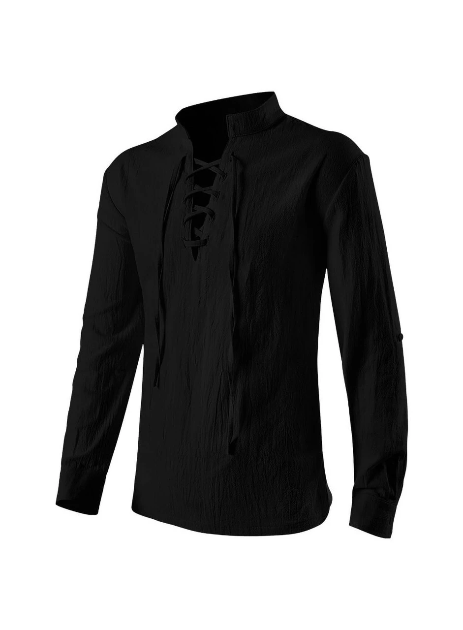 Black Medieval Lace-up Shirt | Medieval | Costume Pieces 1 Black Medieval Lace-up Shirt | Medieval | Costume Pieces