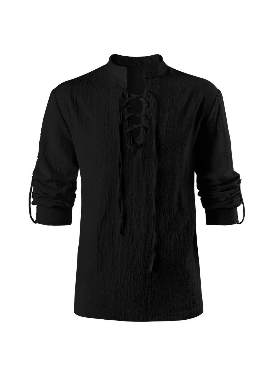 Black Medieval Lace-up Shirt | Medieval | Costume Pieces 3 Black Medieval Lace-up Shirt | Medieval | Costume Pieces - Image 3