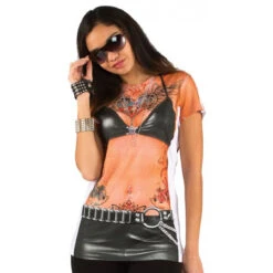 Leather Bikini Tattoo Biker Shirt | Faux Real Shirts | Costume Pieces