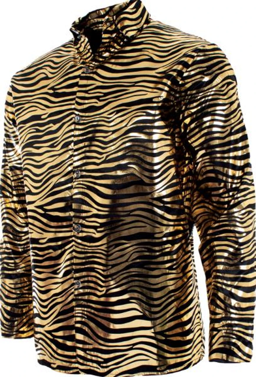 70s Gold Tiger Print Disco Costume Shirt | 1970s | Costume Pieces 1 70s Gold Tiger Print Disco Costume Shirt | 1970s | Costume Pieces