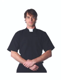 Black Priest Shirt With Collar | Religious | Costume Pieces