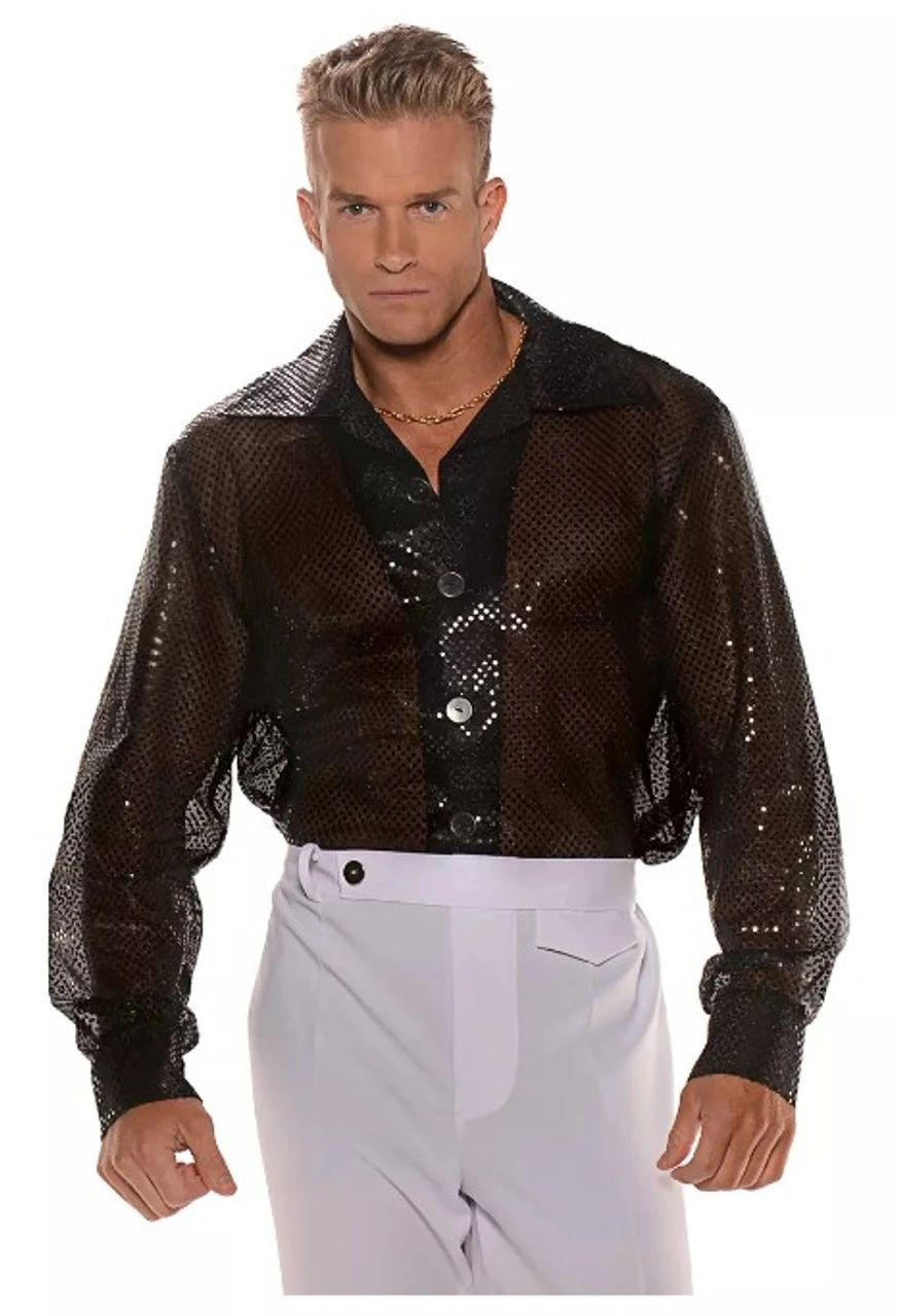 70s Black Disco Sequin Shirt | 1970s | Costume Pieces 1 70s Black Disco Sequin Shirt | 1970s | Costume Pieces