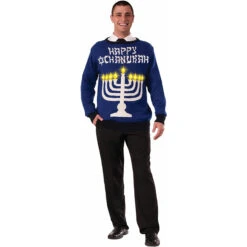 Chanukah Light Up Menorah Knitted Sweater | Hanukkah | Costume Pieces