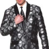 Silver Jacquard Skull Jacket | Gothic | Costume Pieces