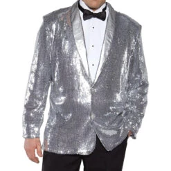 Silver Sequin Cigar Lounge Singer Jacket Plus Size | Festivals | Costume Pieces