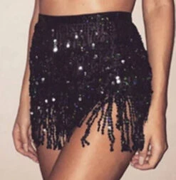 Black Fringe Wrap Skirt | Entertainers | Costume Pieces
