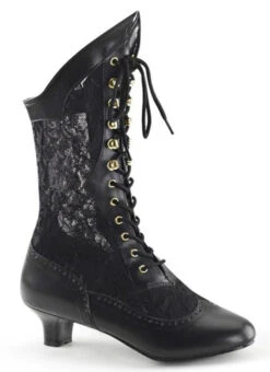 Short Heel Victorian Lace Boot Black | Steampunk | Costume Footwear