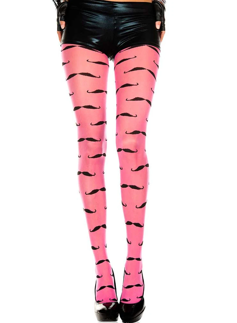 Pink Spandex Mustache/Moustache Pantyhose | Legwear | Legwear And Tights 1 Pink Spandex Mustache/Moustache Pantyhose | Legwear | Legwear And Tights