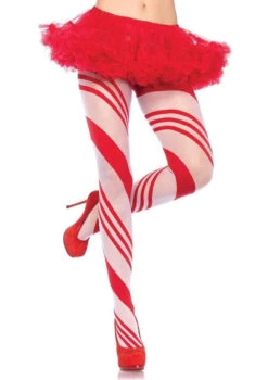 Candy Cane Red And White Striped Christmas Tights | Hosiery | Legwear And Tights