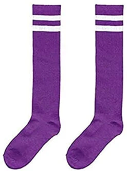 Knee Socks Purple Striped | 1980s | Legwear And Tights