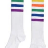 Knee Socks White With Rainbow Stripes | 1980s | Legwear And Tights
