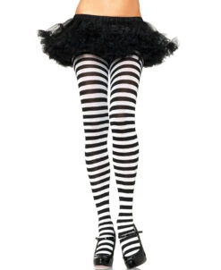 Nylon Striped Tights Black And White | Hosiery | Legwear And Tights