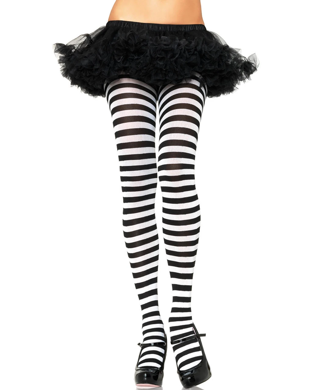 Nylon Striped Tights Black And White | Hosiery | Legwear And Tights 1 Nylon Striped Tights Black And White | Hosiery | Legwear And Tights