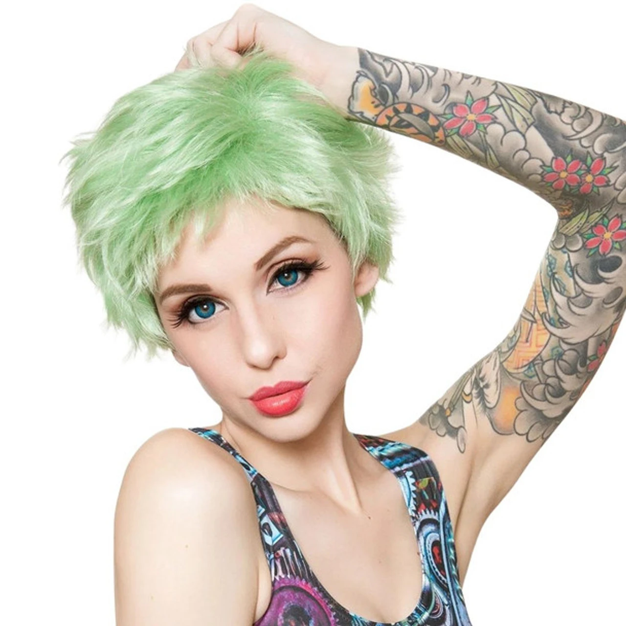 Sassi Short Dark Mint | Heat Styleable Anime Wig | Rockstar Wigs 2 Sassi Short Dark Mint | Heat Styleable Anime Wig | Rockstar Wigs - Image 2