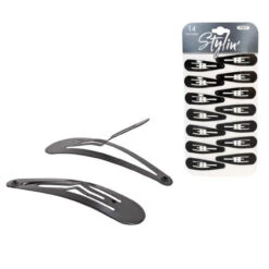 Black Hair Styling Snap Barrettes 14pc | Wig And Hair Styling Tools | Hair Accessories