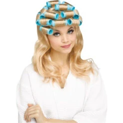50s Housewife Blonde Wig With Rollers | 1950s | Wigs And Hair Pieces