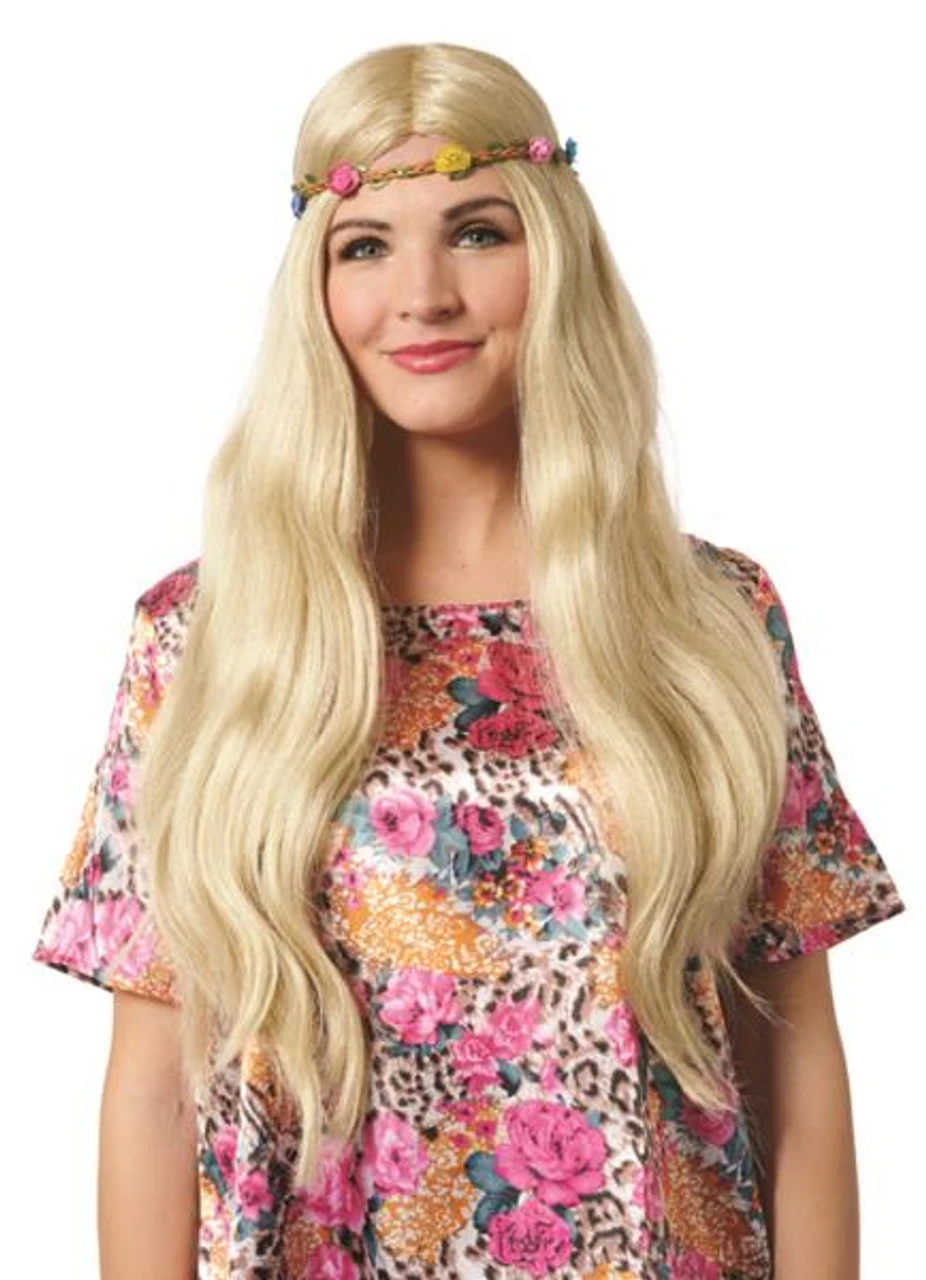 60s Cool Cat Hippie Wig With Headband | 1960s | Decade Wigs 1 60s Cool Cat Hippie Wig With Headband | 1960s | Decade Wigs