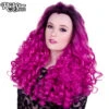 Lace Front Curly Dark Roots Fuchsia Rose | Heat Styleable Anime Wig | Rockstar Wigs