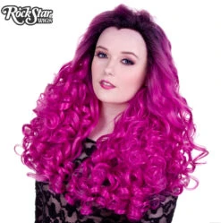 Lace Front Curly Dark Roots Fuchsia Rose | Heat Styleable Anime Wig | Rockstar Wigs