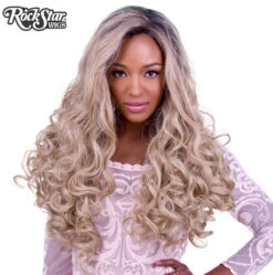 Lace Front Curly Dark Roots Light Medium Blonde Mix | Heat Styleable Anime Wig | Rockstar Wigs