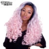 Lace Front Curly Dark Roots Powder Pink | Heat Styleable Anime Wig | Rockstar Wigs