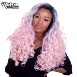 Lace Front Curly Dark Roots Powder Pink | Heat Styleable Anime Wig | Rockstar Wigs