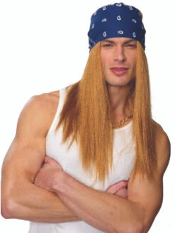 Rocker Wig With Bandana Guns N Roses Axl Rose | Celebrity Wigs