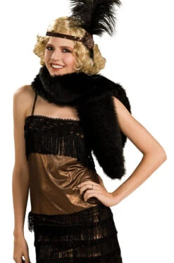 Black Faux Fur Stole | 1920s | Costume Pieces