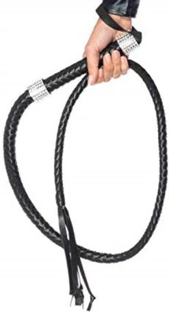 Faux Leather Braided Rhinestone Handled Whip DC Catwoman | Props And Play Weapons