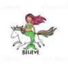 Mermaid Riding Unicorn Believe | Sticker Cabana | Vinyl Stickers