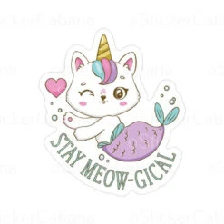 Stay Meow-Gical Cat Mermaid | Sticker Cabana | Vinyl Stickers