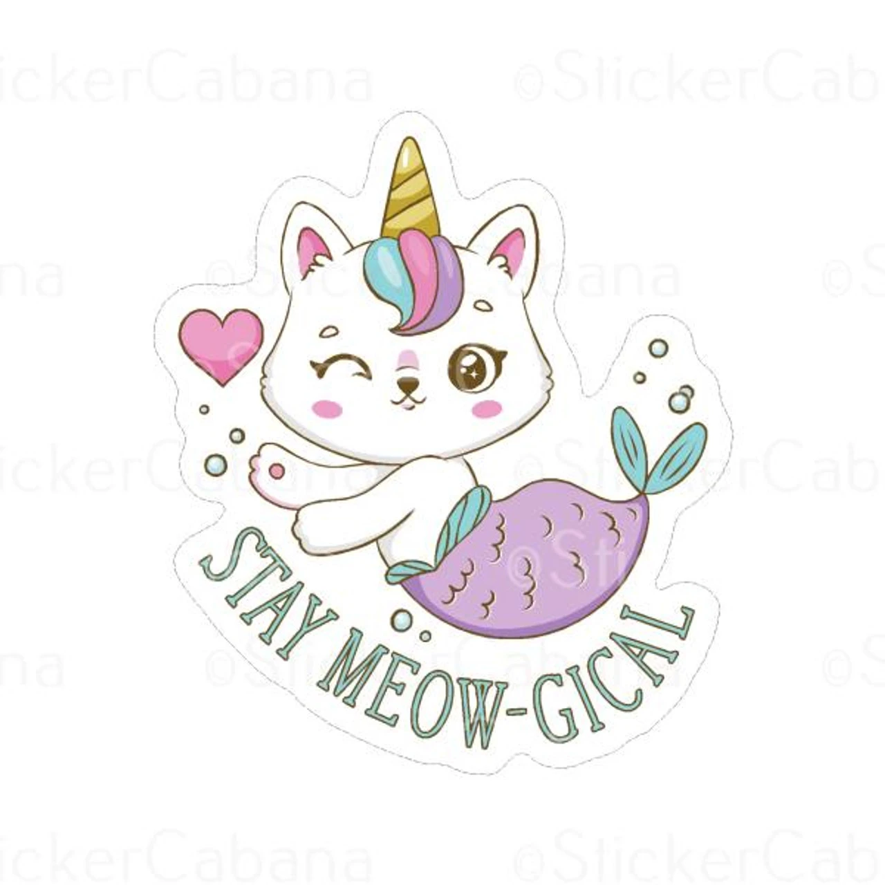 Stay Meow-Gical Cat Mermaid | Sticker Cabana | Vinyl Stickers 1 Stay Meow-Gical Cat Mermaid | Sticker Cabana | Vinyl Stickers