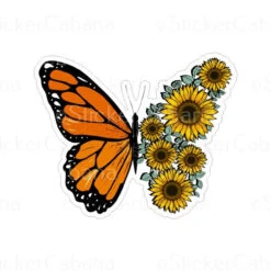 Orange Butterfly With Sunflower Wing | Sticker Cabana | Vinyl Stickers