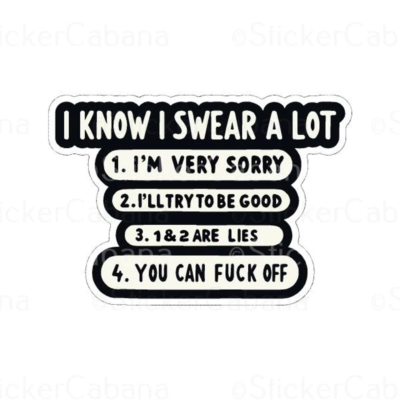 I Know I Swear A Lot List | Sticker Cabana | Vinyl Stickers 1 I Know I Swear A Lot List | Sticker Cabana | Vinyl Stickers