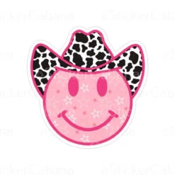 Pink Smiley Cowboy Hat | Sticker Cabana | Vinyl Stickers