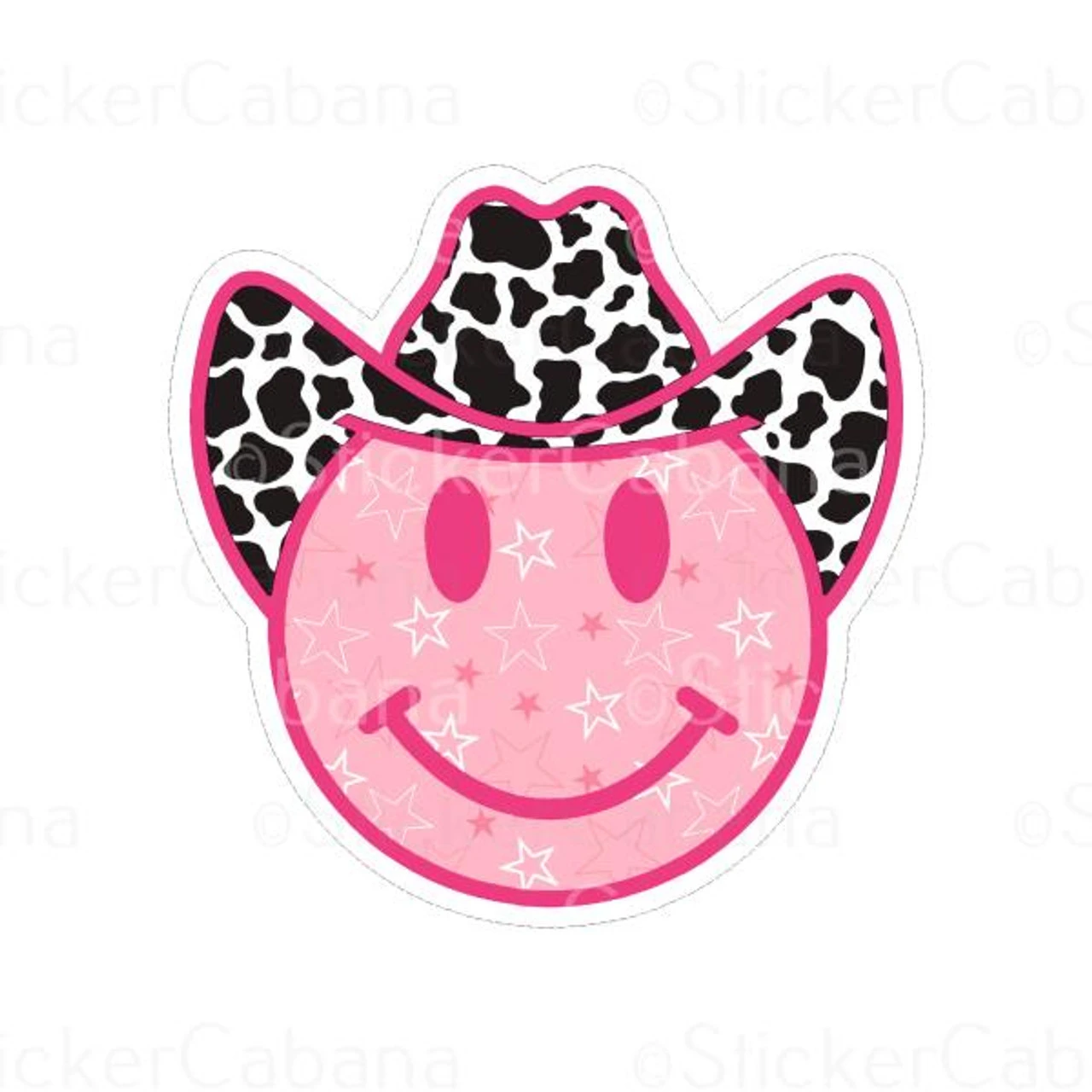 Pink Smiley Cowboy Hat | Sticker Cabana | Vinyl Stickers 1 Pink Smiley Cowboy Hat | Sticker Cabana | Vinyl Stickers
