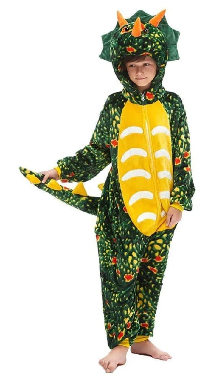 Green Triceratops Dinosaur Onesie | Animals | Childrens Onesies 1 Green Triceratops Dinosaur Onesie | Animals | Childrens Onesies