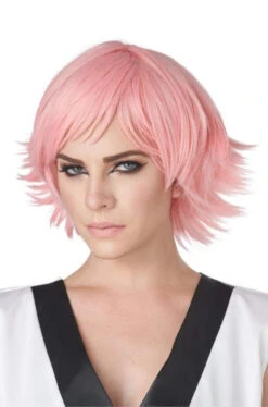 Feathered Cosplay Wig | Rose Pink | Anime | Wigs