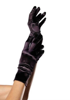 Satin Wrist Length Gloves Black | 1920s | Accessories