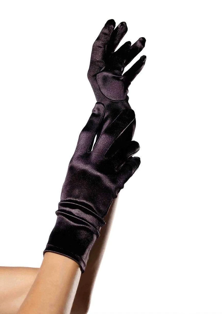 Satin Wrist Length Gloves Black | 1920s | Accessories 1 Satin Wrist Length Gloves Black | 1920s | Accessories