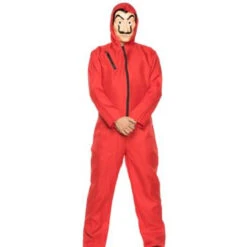 Money Heist Hooded Jumpsuit With Anonymous Mask | Money Heist | Mens Costumes